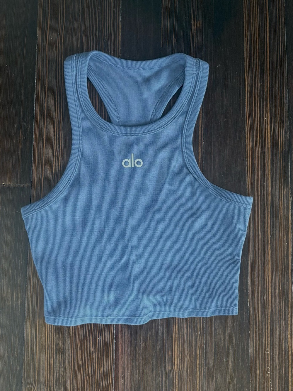 Alo Yoga Aspire Cropped Ribbed Tank Top - Bluestone - XS - Picture 4 of 6